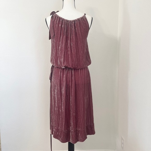 NWT BCBG MaxAzria Rosetta Velvet Sleeve Less Tie Dress. Size XS - Picture 2 of 9